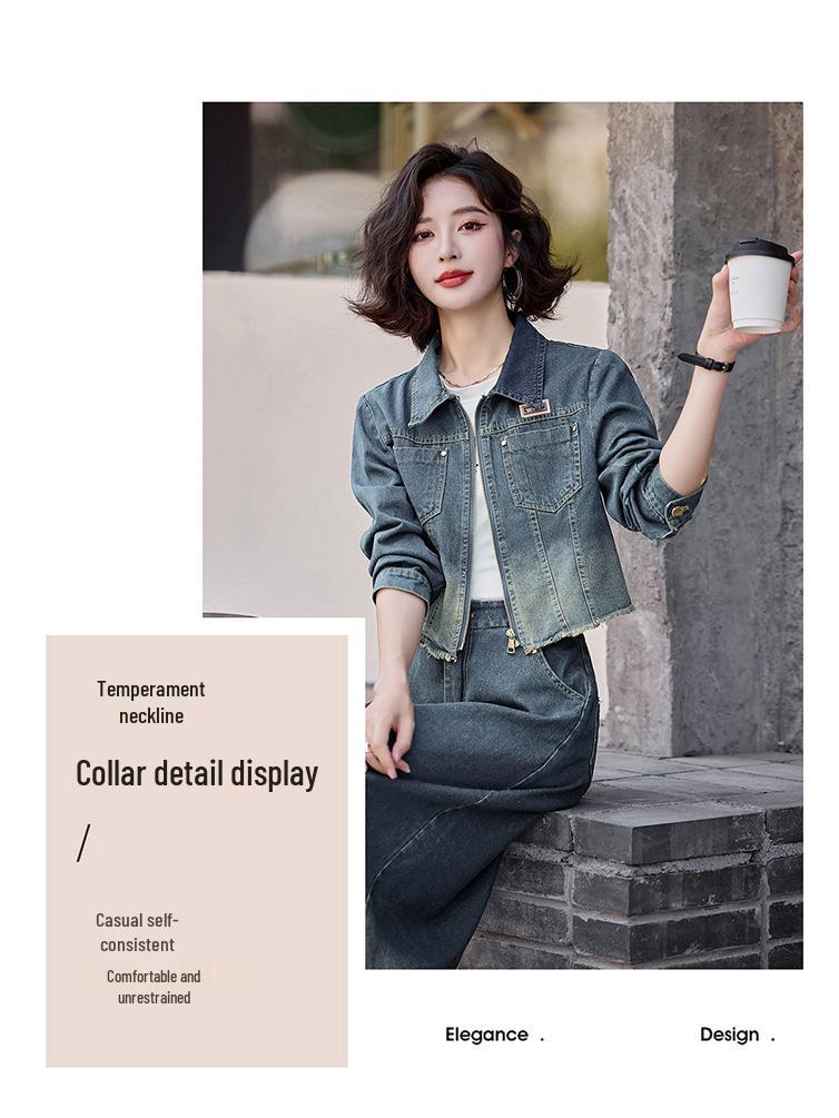 Trendy 2025 Spring Denim Jacket & Skirt Set - LU8928