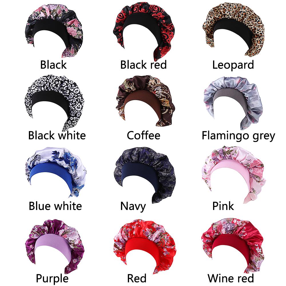 Печать атласная шапочка для женщин эластичная широкая ночная атласная шапочка для сна шапочки от химиотерапии повязка на голову модная повязка на голову уход за волосами