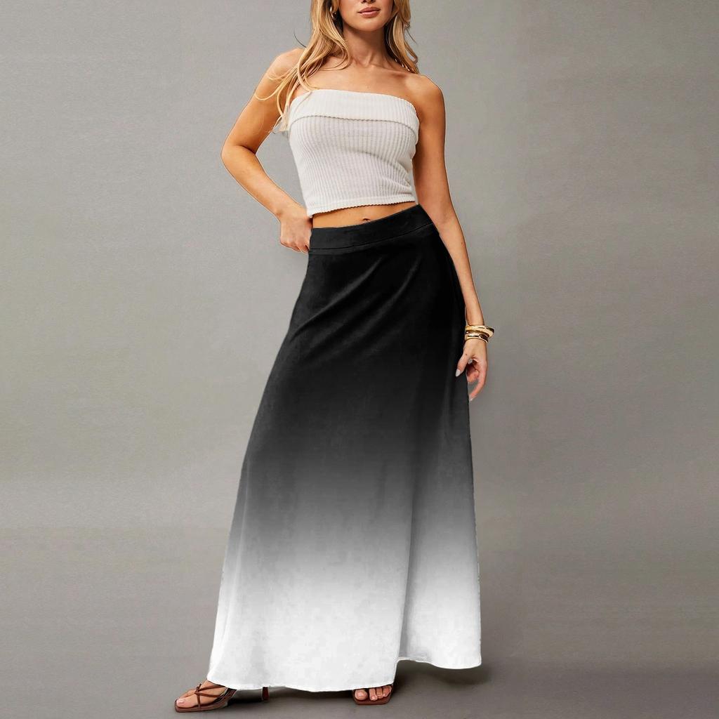 Женское струящееся платье макси, обычная повседневная летняя юбка в стиле бохо