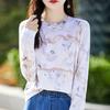 New Summer Style Women's Fashionable and Versatile Mulberry Silk Round Neck Long Sleeve T-shirt Knitted Sweater