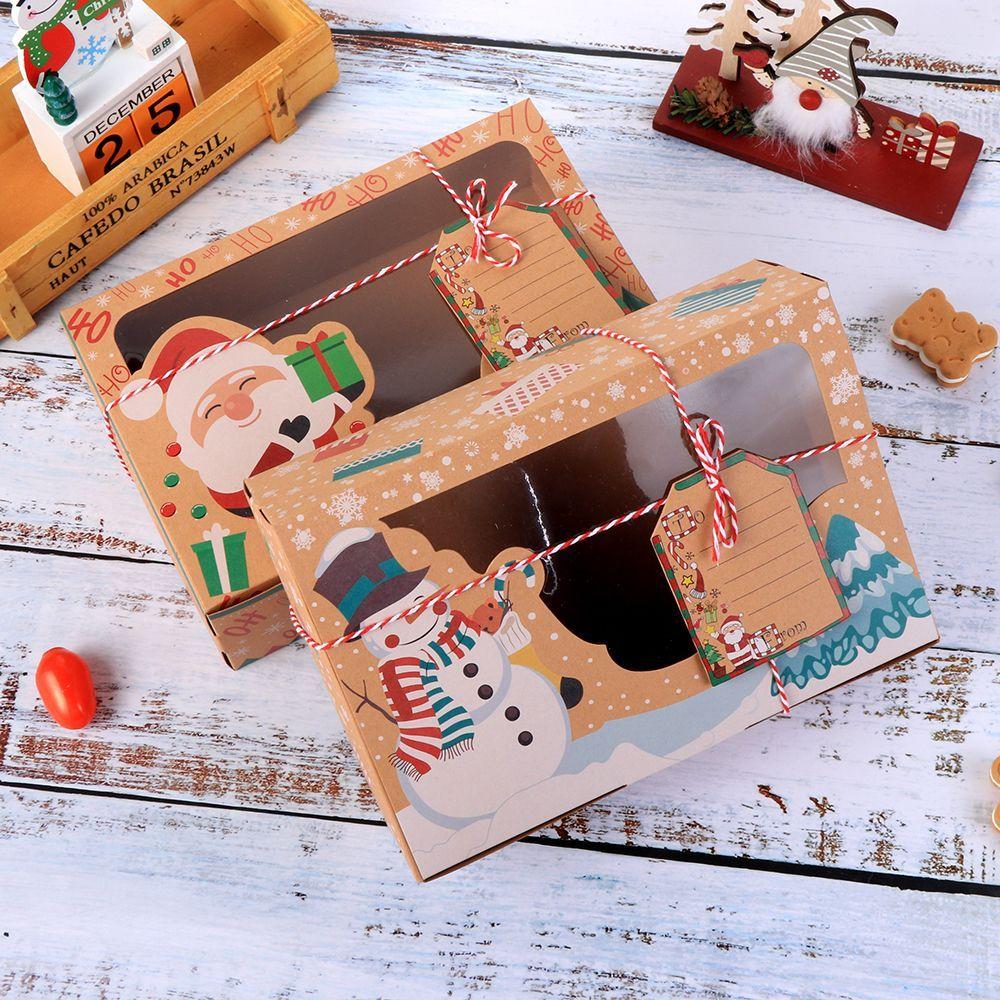 Подарочная упаковка Подарочный пакет Рождественские пакеты для конфет Упаковка для печенья Крафт-бумага Коробки для конфет Рождественские подарочные коробки