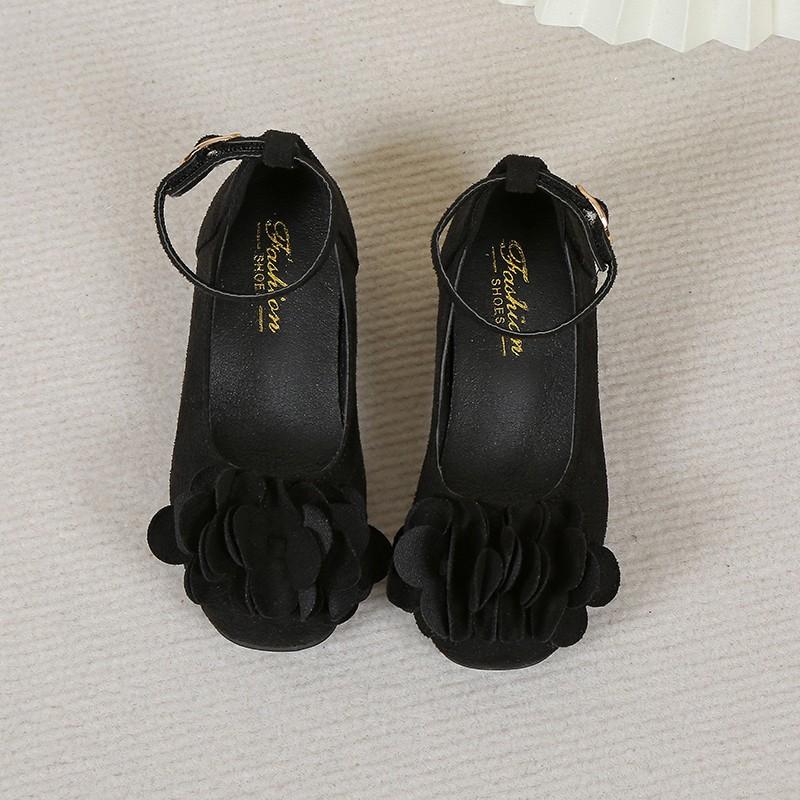 Детские кожаные туфли на высоком каблуке для девочек на вечеринку, свадьбу, весну и осень, модные детские туфли принцессы с милым цветком 2024 года, абсолютно новые