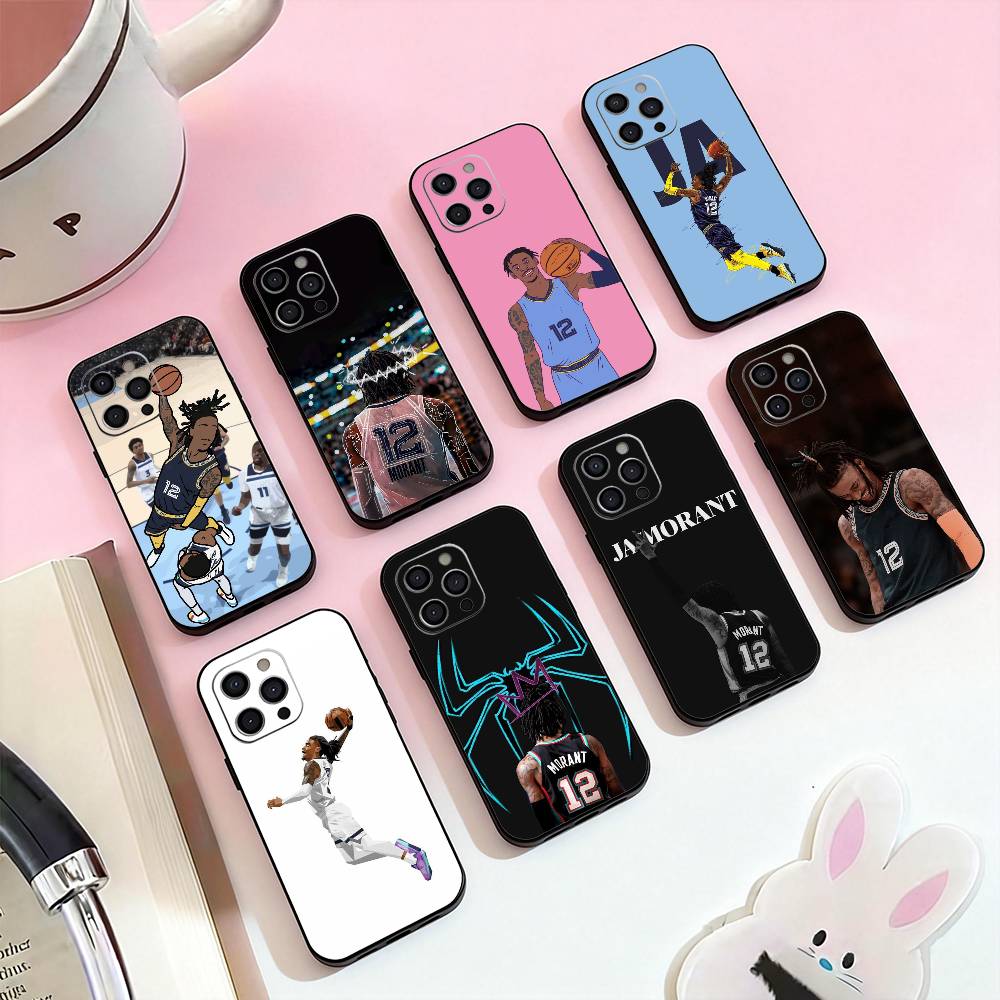 Баскетбол J-Ja M-Morant 12 Чехол для телефона для iPhone 17,16,15,14,13,12,11 Plus,Pro Max,Мягкий силиконовый черный чехол