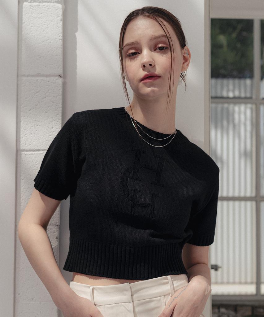 HARDCORE HAPPINESS Moonlight Logo Round Neck Knit_Black