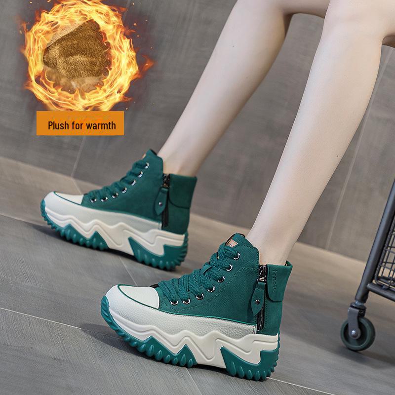 Autumn 2024 Women's Height-Boosting Korean-Style Dad Sneakers - Thick-Soled & Trendy for Students
