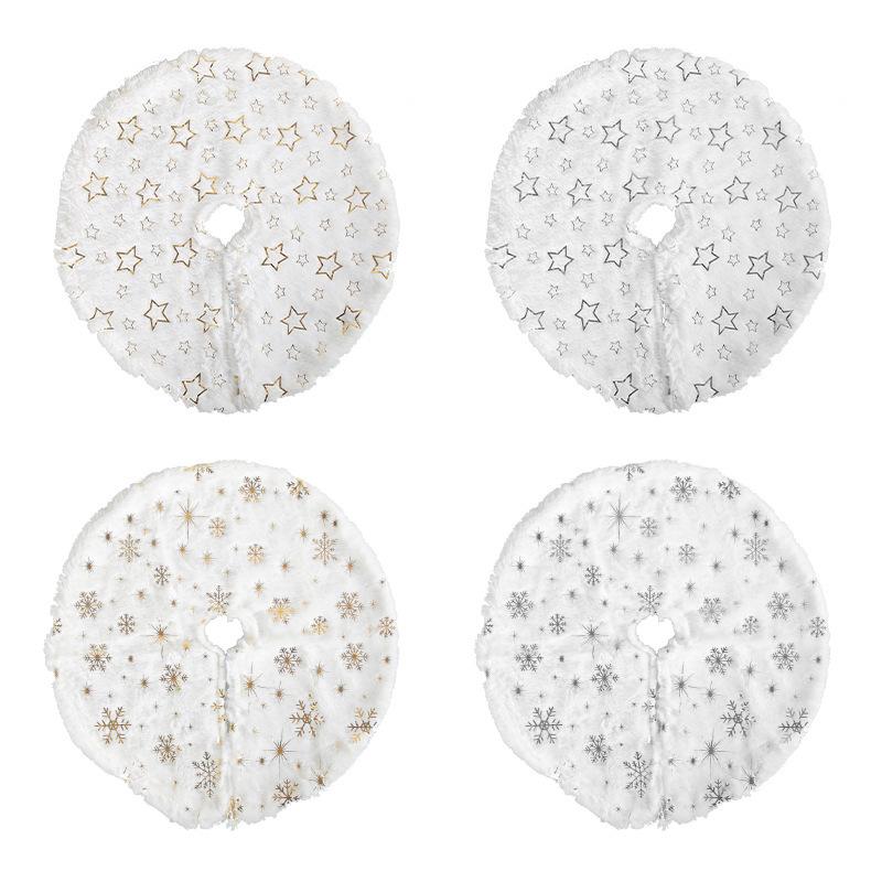 14,96 дюйма Юбка для рождественской елки Белый искусственный мех Плюшевая Вышитая бисером Счастливого Рождества С Новым годом Домашний коврик для рождественской елки Праздничный декор