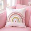 Rainbow Print Cushion Cover Linen Pillowcase Cover Soft Decor for Sofa Home Room