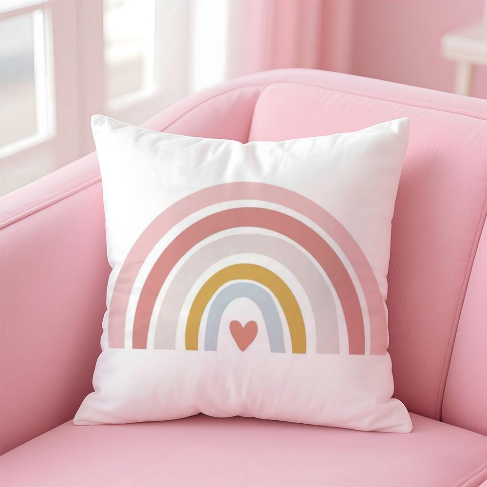 Rainbow Print Cushion Cover Linen Pillowcase Cover Soft Decor for Sofa Home Room