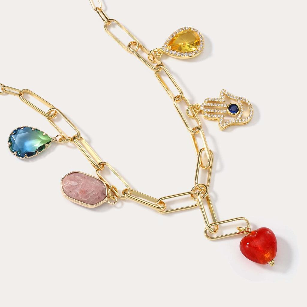 2024 весенне-летнее новое 18-каратное настоящее золото с гальваническим цирконием, легкое роскошное ожерелье, женское модное темпераментное ожерелье