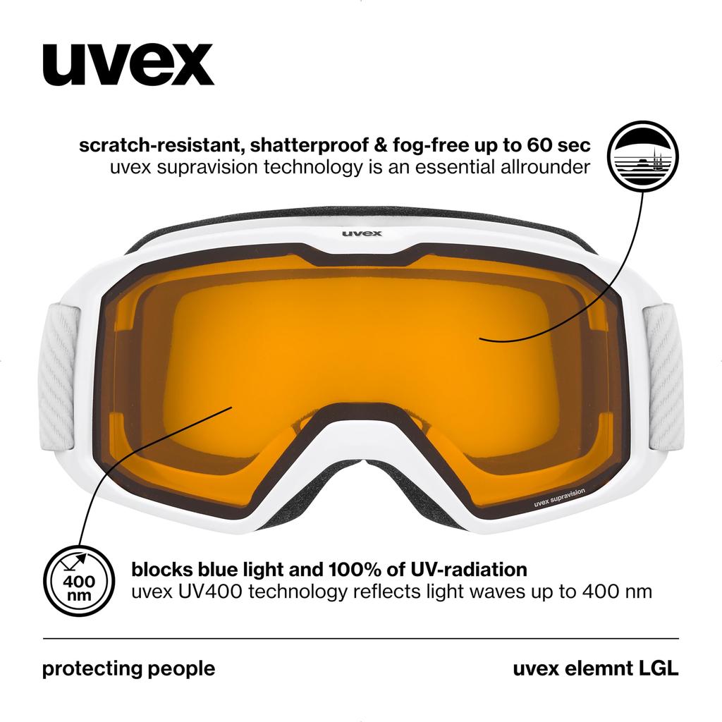 Uvex Двойные очки для лыж и сноуборда Element LGL Детские очки, Линза, Антизапотевание, Совместимые,