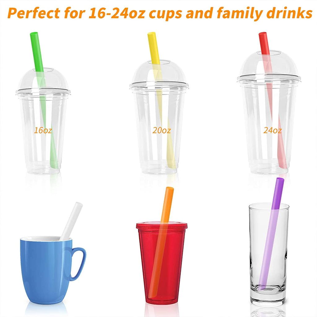 100 Pack Disposable Jumbo Straws for Drinking Smoothies & Bubble Boba Tea, Individually Wrapped Large Wide Straw for Milkshakes
