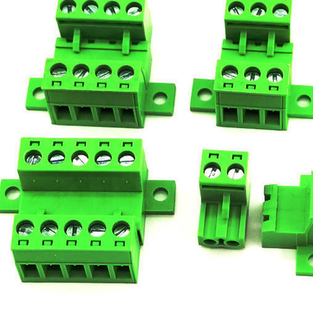 10 комплектов винтовых клеммных колодок с шагом 5,08 мм для монтажа на печатную плату, вставные клеммные колодки, штекерные и гнездовые разъемы