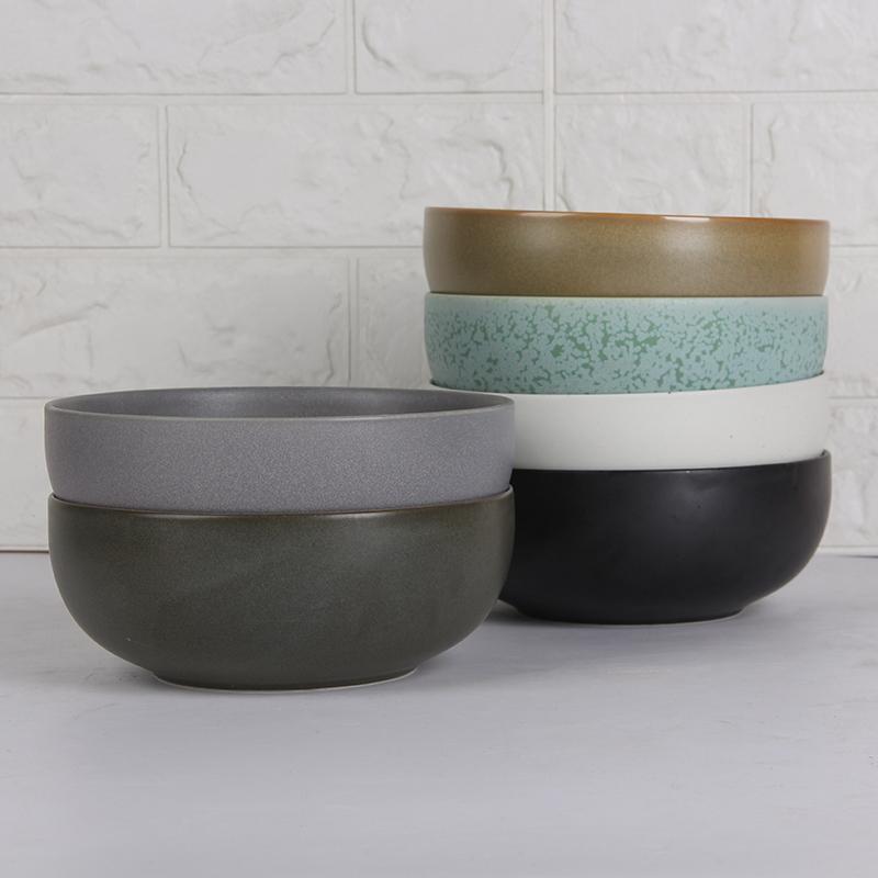 Japanese Wind Kiln Crafted Modern Design Retro Ceramic Bowls Artisanal INS Style Small Porcelain Salad & Soup Combo for Dessert