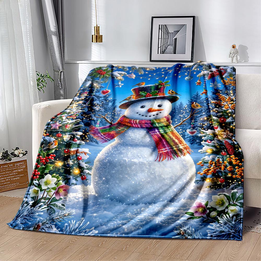 Winter Wonderland Snowman Flannel Blanket-Soft and Suitable for Sofas,Beds,Offices,Travel,All Seasons,Great Gift for Holidays and Birthdays.