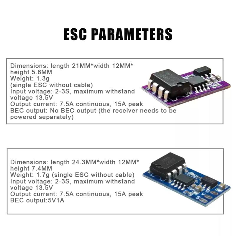 7.5A Щеточный ESC для 2-3S, Однонаправленный/Двунаправленный Электронный Регулятор Скорости, Модуль для Модифицированной Мини-Z Машинки, Запчасти для Грузовиков Wpl Rc