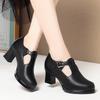 Spring & Autumn Women's Chunky Heel Soft Leather High Heels