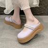 Thick-soled Bag Head Fairy Wind Half Slippers Female Spring and Summer Wear New Fashion Pearl Lazy Birkenstock Half Slippers Single Shoes