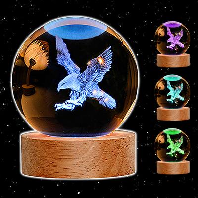 1 шт. RGB гравированный орел хрустальный шар скульптура пресс-папье 16 цветов ночник птицы тетеревятник сокол охота декор подарки на день рождения