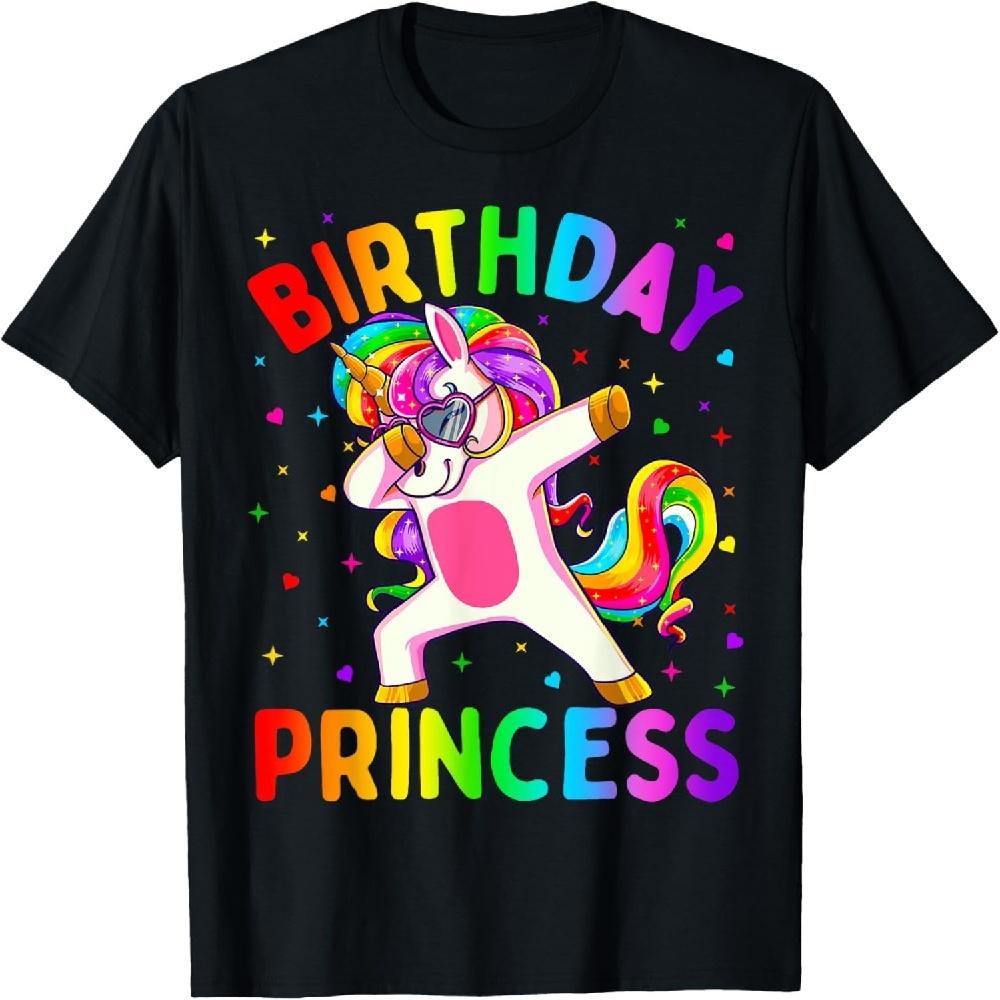 Футболка для девочки на день рождения с принцессой и даббинговым единорогом