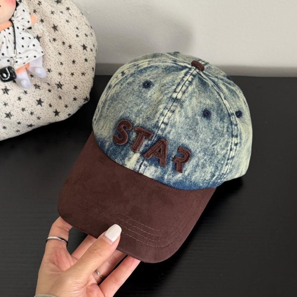 Adjustable Strap Cotton Peaked Cap Cotton Letter Embroidery Cap Denim Baseball Cap For Unisex