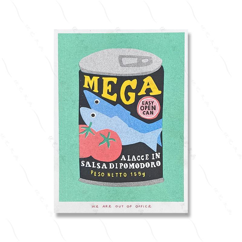 A Box Colourful Risograph Poster Print Canned Fish Retro Art Canvas Painting Wall Kitchen Chili Sauce Mural Cook Room Home Decor