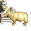 Metal Hippo Statue Miniature Copper Tabletop Ornament Handmade Art Miniature Hippo Models For Home Living Room Bookshelf