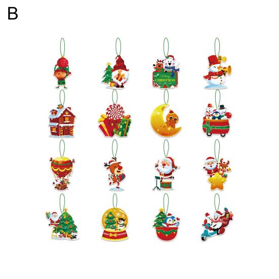 16Pcs Christmas Tree Hangers Xmas Style Easy To Hang Create Atmosphere Festive Santa Claus Decorations Pendant