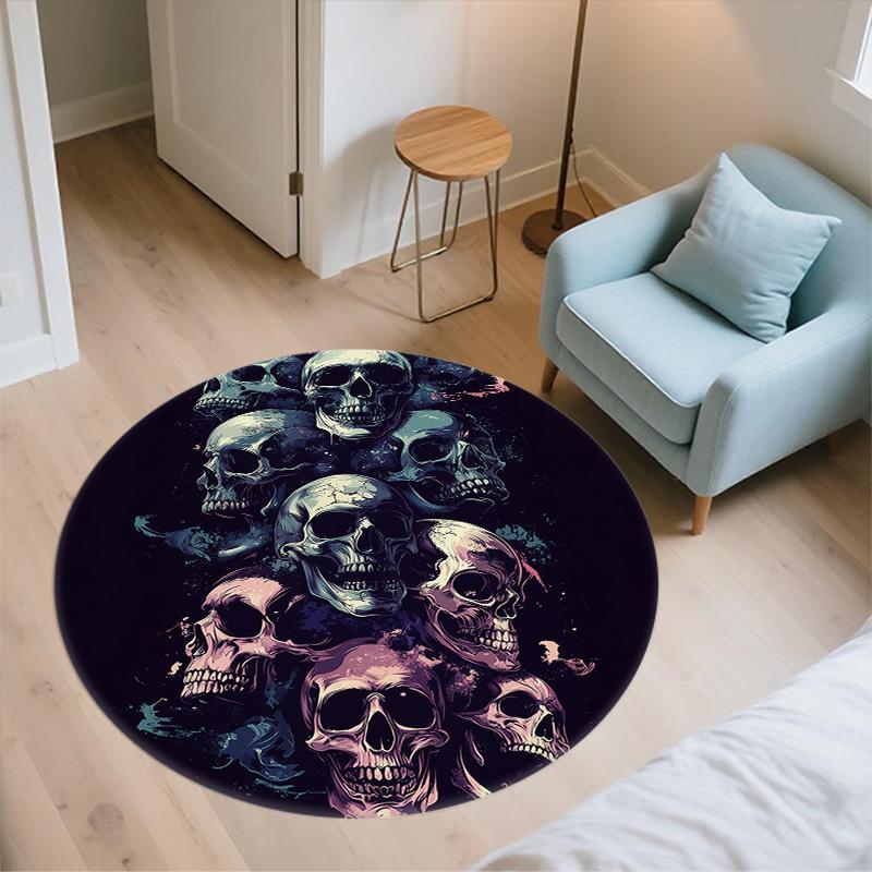 Pile of Skulls,Round Area Rug,Carpet Rug for Living Room Bedroom Sofa Playroom Decor,Non-slip Floor Mat