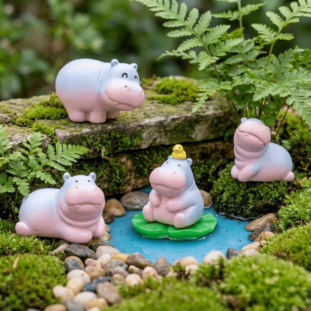 Cartoon Style Baby hippopotamus figurine Hippopotamus Figurines Bonsai Microlandscape
