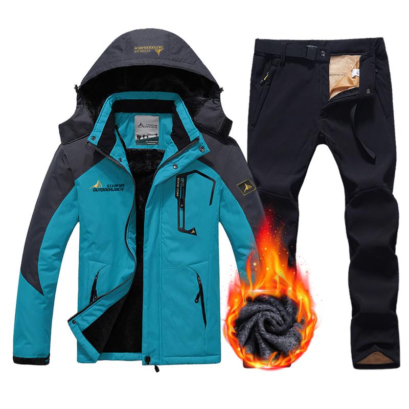 Зимний горнолыжный костюм для мужчин, водонепроницаемая, сохраняющая тепло флисовая куртка, штаны, ветрозащитный комплект одежды для сноуборда и горных лыж