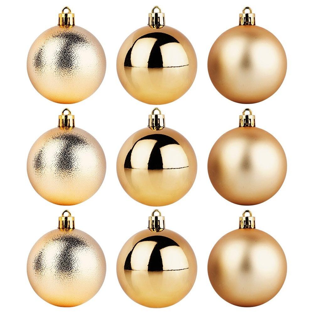 Shatterproof gold Christmas baubles 6 cm 9 pcs.