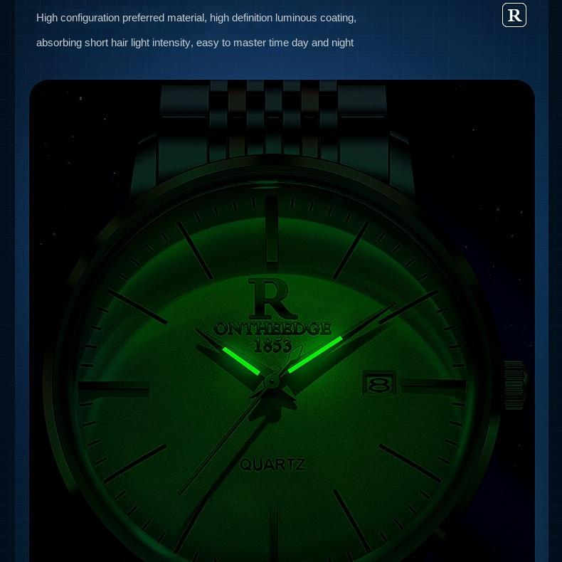ONTHEEDGE Мужские часы Простые ультратонкие светящиеся водонепроницаемые механические часы