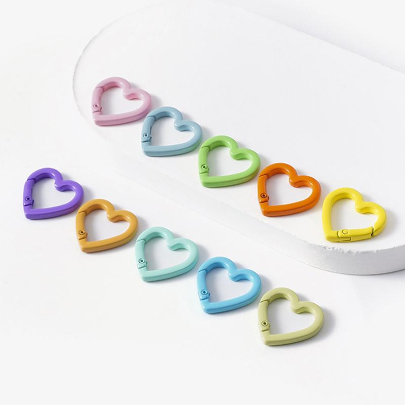 1pcs Metal Heart Spring Clasp Openable Love Shaped Carabiner DIY Backpack Bags Accessories