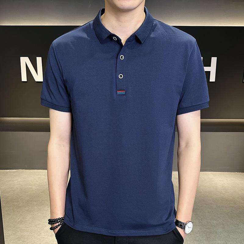 Хлопковая рубашка поло с короткими рукавами, мужская повседневная универсальная качественная рубашка с отложным воротником
