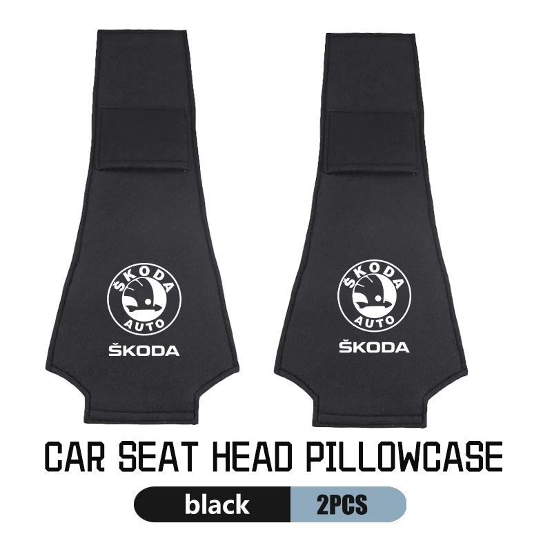 Universal Car Headrest Cover Interior Accessories For Skoda Kodiaq Octavia 2 3 Yeti Karoq Rapid Fabia VII VRS acq532