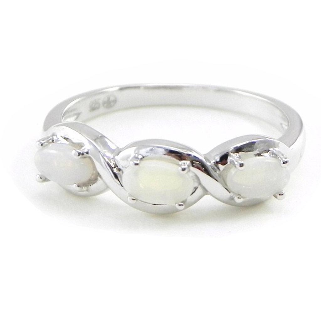 Les Trésors De Lily [I8858] - Silver Ring 'Goddess Opal' Silvery White (rhodium-plated) - 19x5 Mm