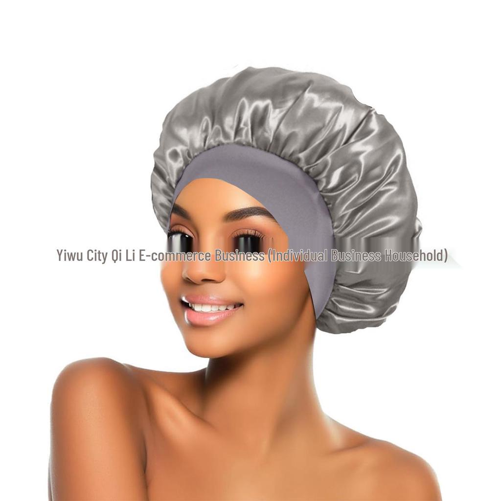 Women's Satin Wide-Brim Nightcap for Hair Care & Styling