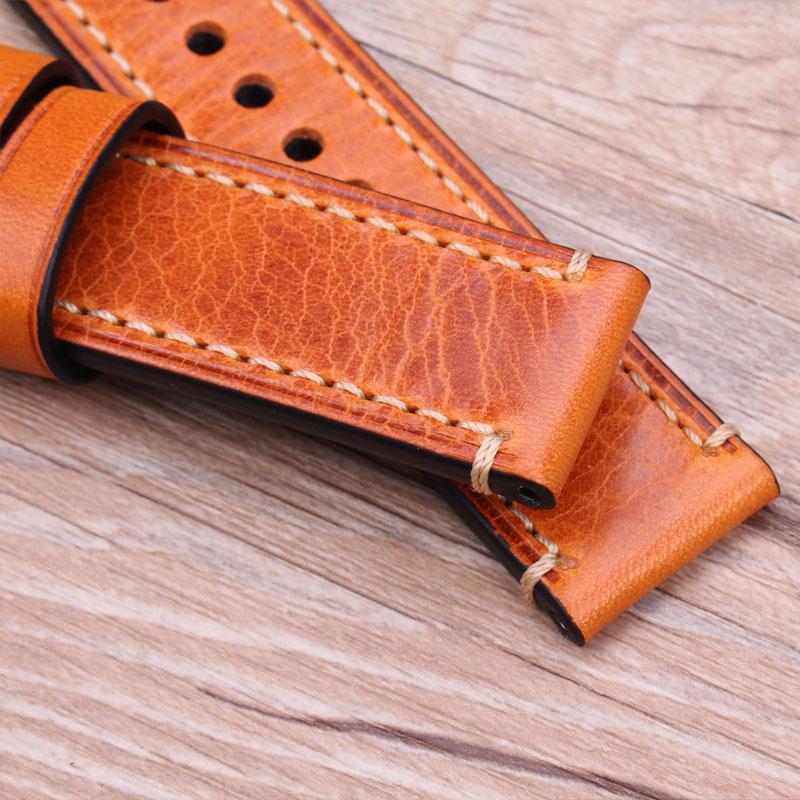 Genuine Leather Watch Band Strap 20mm 22mm 24mm Handmade Watchband 4 Colors Women Men's Thick Bracelet Belt Watches Accessories