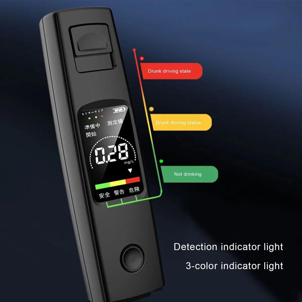 Портативный тестер алкоголя, высокочувствительный алкотестер, HD-дисплей, бесконтактная зарядка типа C, аккумулятор 200 мАч
