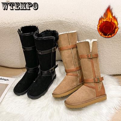 Зимние женские сапоги с толстой плюшевой хлопковой обувью и шерстяной обувью на толстой подошве с одной пуговицей