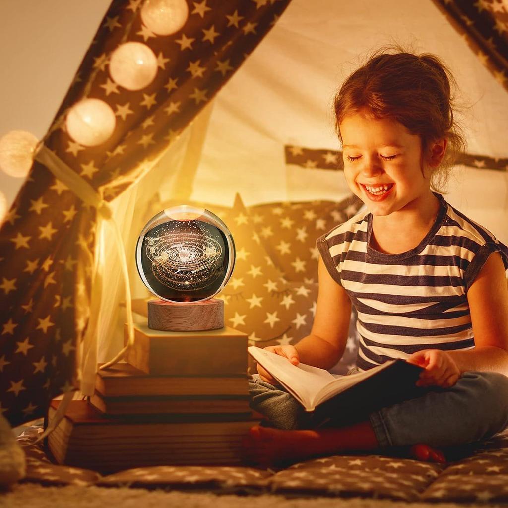 Universe Crystal Ball Night Light,3D Glass Ball Night LED Lamp