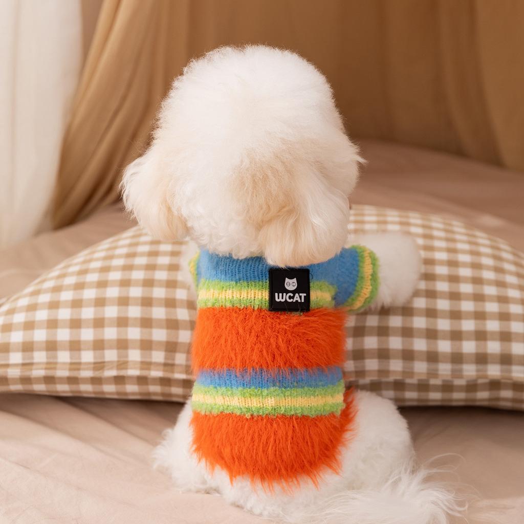 Autumn/Winter Pet Knitted Striped Sweater, Two Leg Warm Teddy Base Sweater Puppy Clothes Dog Christmas Clothes