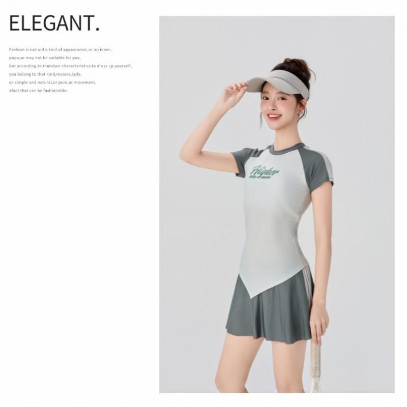 Split Two-piece Suit Color-matched Drawstring Conservative Sports Casual Quick-drying Students 'small Fresh Hot Vacation Swimsuit