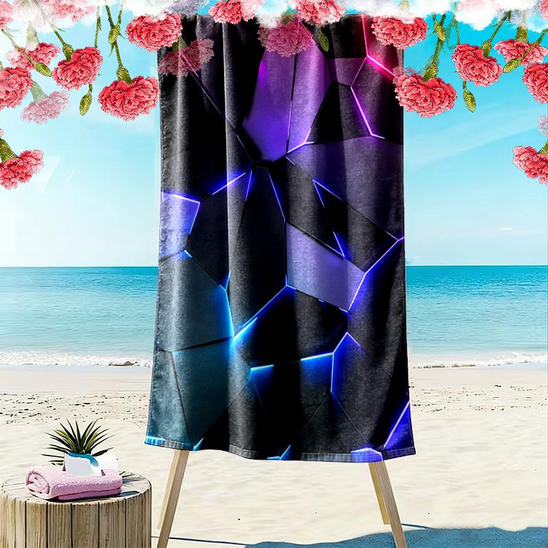 Geometric neon lights 2D Flat Print Beach Towel, Large Soft Quick Dry Towel for Beach Camping SwimmingZSTJ0915229
