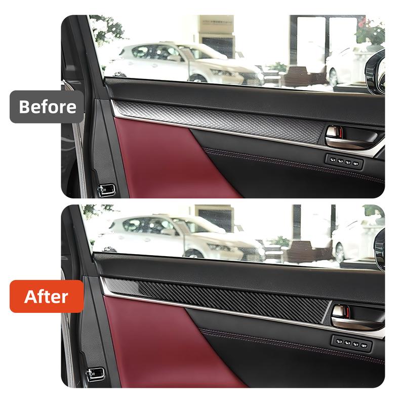 Carbon Fiber Auto Door Panel Protector Decoration Strips For Lexus GS GS250 GS350 L10 2012-2019 Car Sticker Interior Accessories.