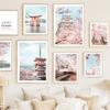 Sakura Tram Pagoda Mount Fuji Wall Art Canvas Painting Nordic Posters And Prints Wall Pictures For Living Room Japanese Decor