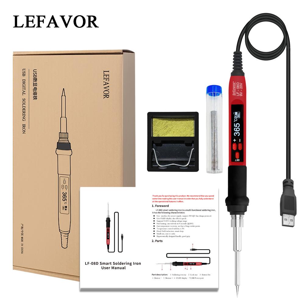 65W USB Digital Soldering Iron Mini Electric Soldering Iron Station Adjustable Temperature Digital Display 9-20V Power Supply