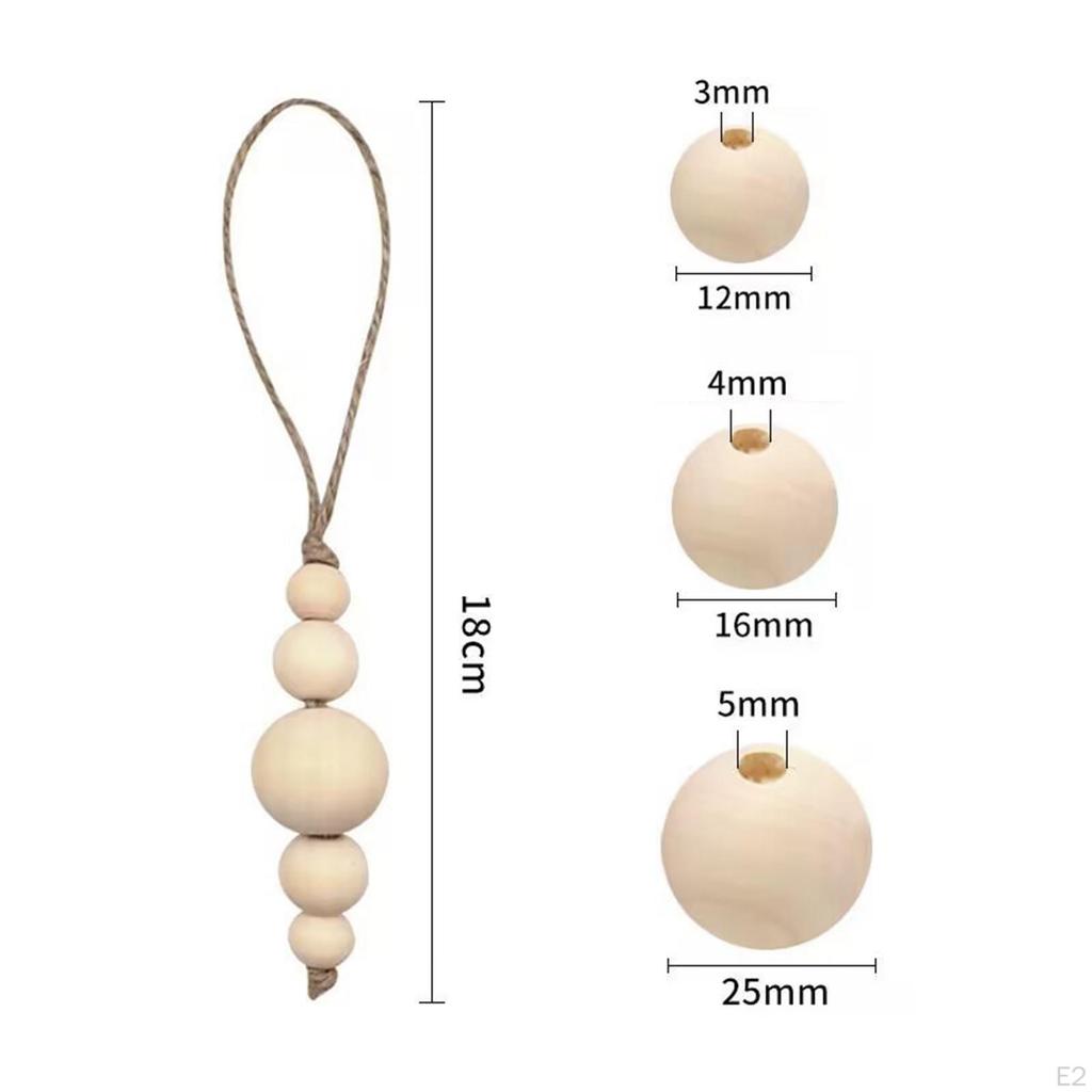 5 Pieces Jute Rope with Wood Bead Beads Garland Project Farmhouse Ornaments Art Crafts Wall