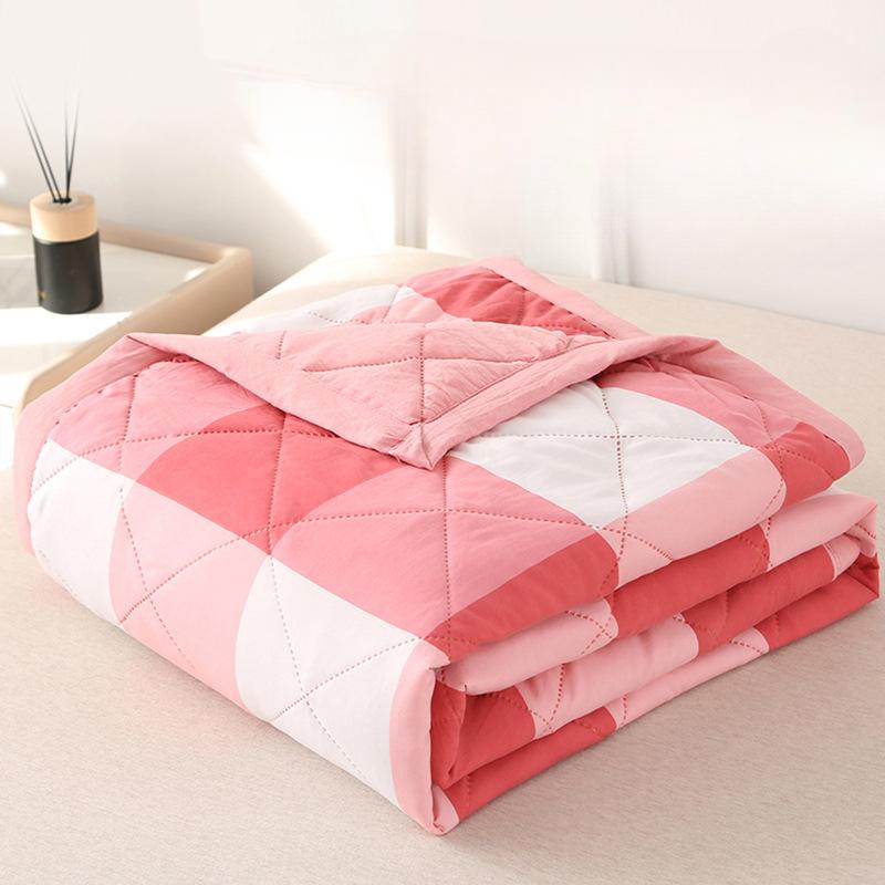 1pc Washed Cotton Summer Quilt Ultrasonic Embossing Lightweight Cool Blanket for Dormitory Office Home