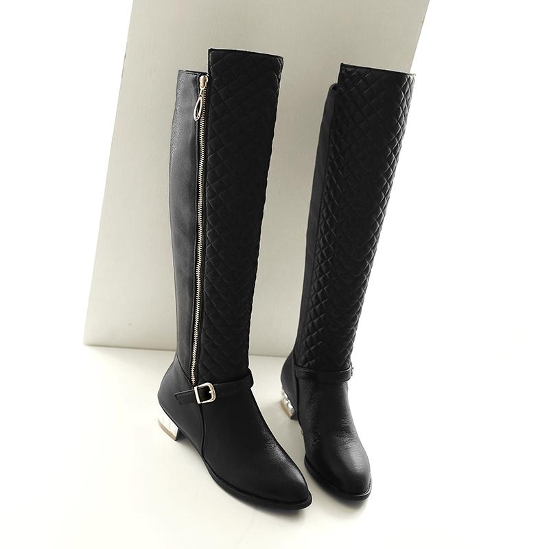 Большие размеры сапоги до колена женские золотые серебряные женские высокие сапоги зимние модные повседневные брендовые туфли на низком каблуке длинные женские